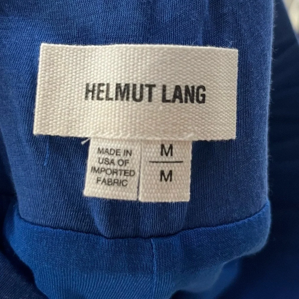 Helmut Lang Blue Viscose Filmed Ruched Front Midi Skirt M‎
